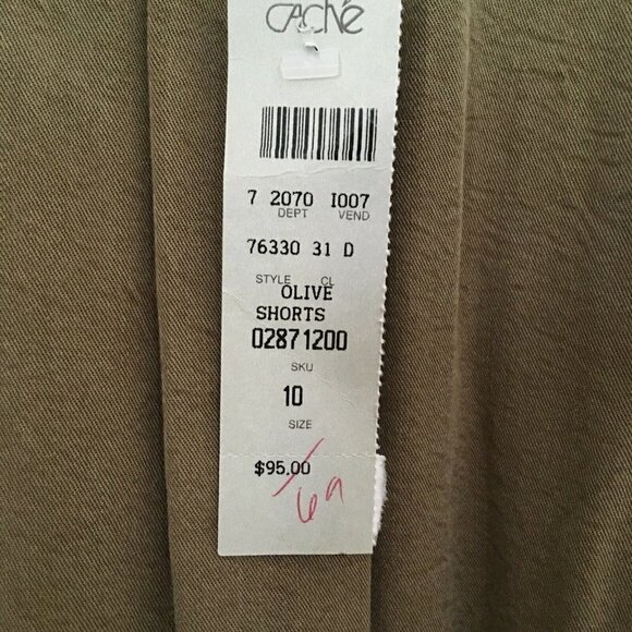 Vintage 90's CACHE Olive Green High Waisted Pleated Gaucho Dress Shorts Size 10 - Picture 4 of 4